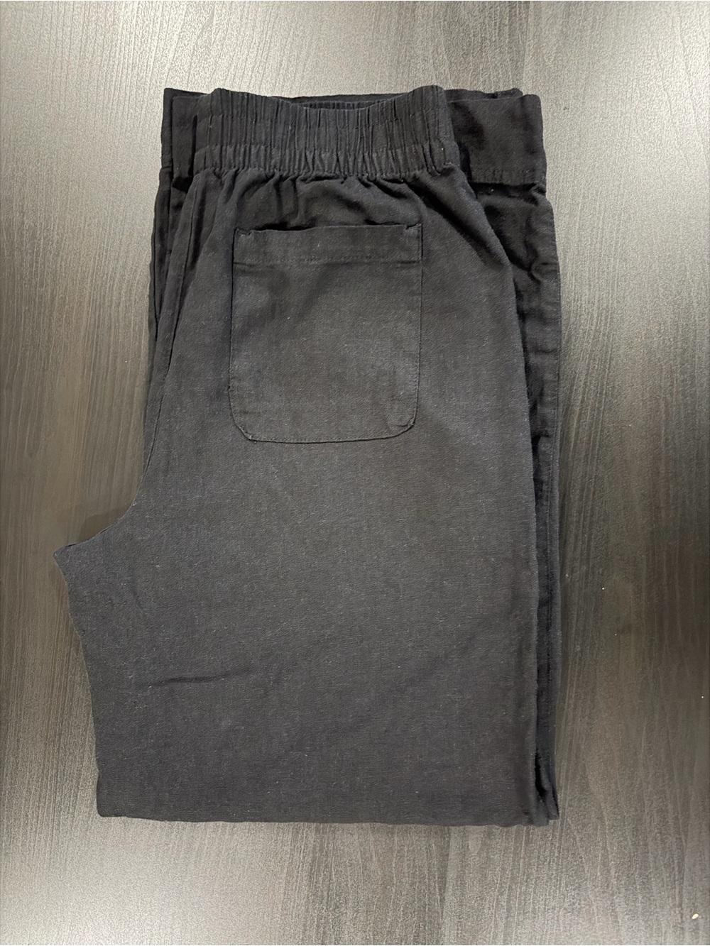 Black High Rise Wide Leg Pull on Pants